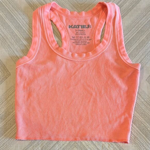 Katie J NYC Girls Pink and Orange Cropped Tank Tops - Size XS - Picture 4 of 5